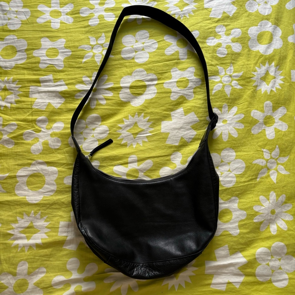 Baggu Deadstock Leather Crescent — Black